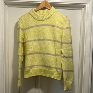 Faherty Yellow and Gray Striped Women's Sweater. Size medium